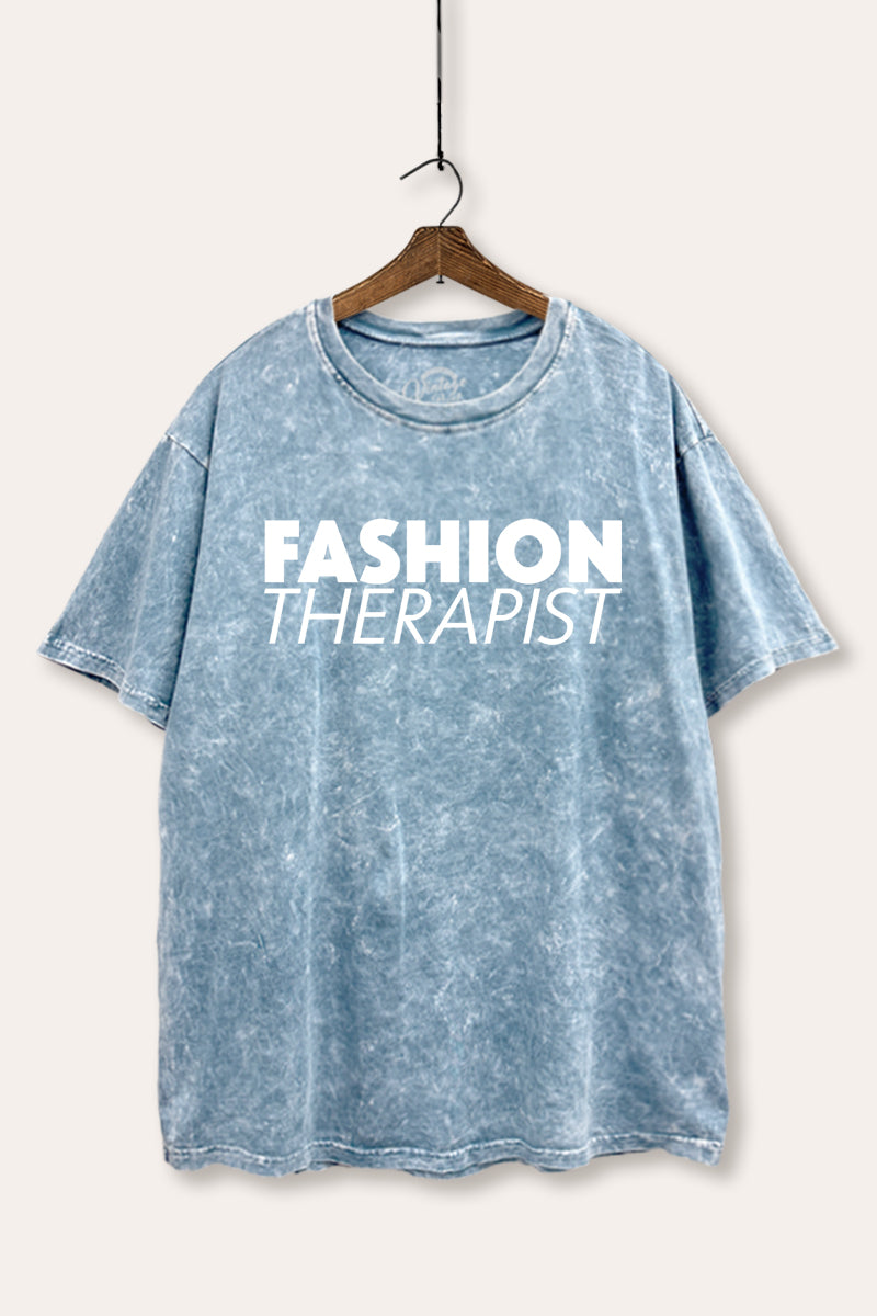 "fashion therapist" mineral wash boxy graphic tee