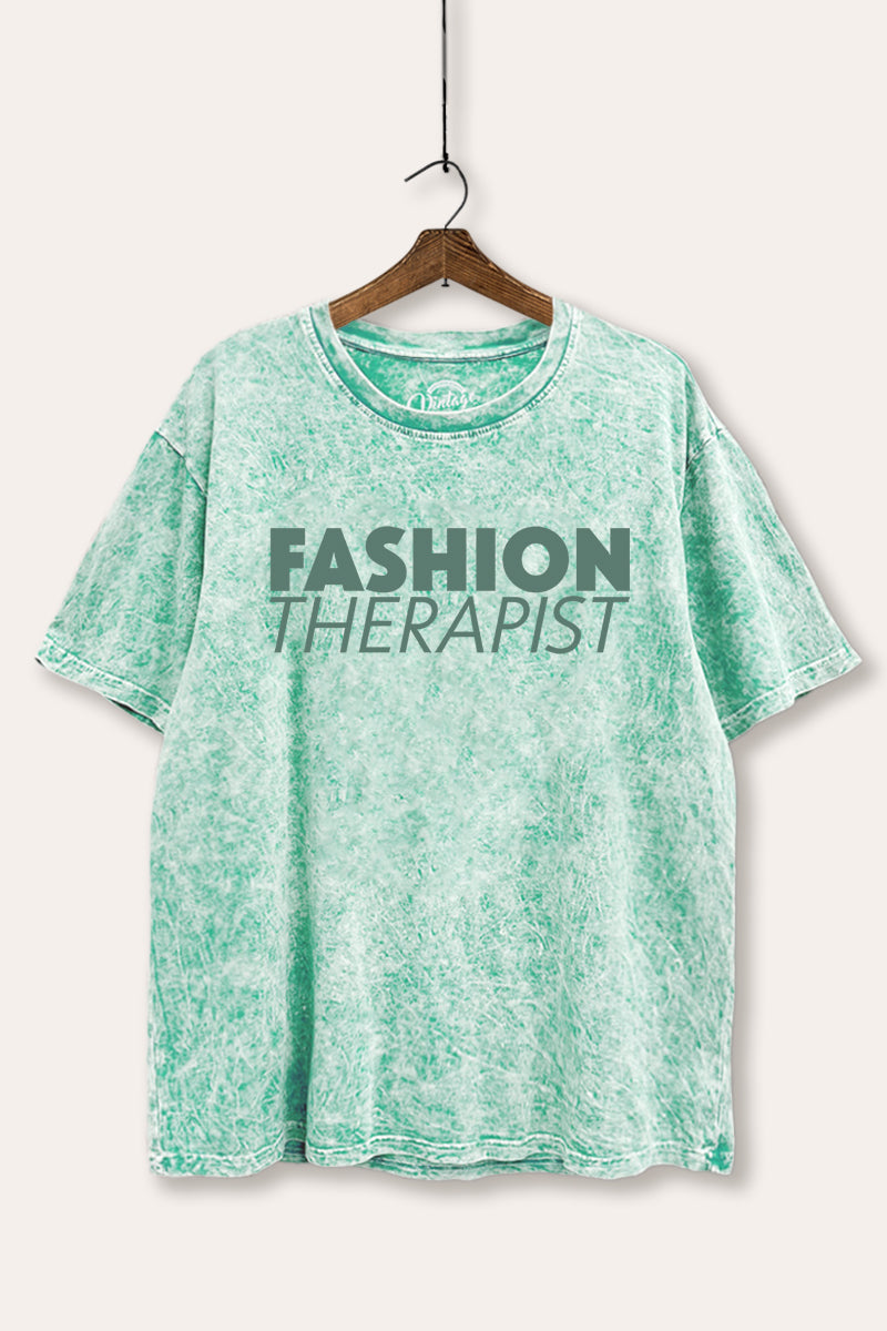 "fashion therapist" mineral wash boxy graphic tee