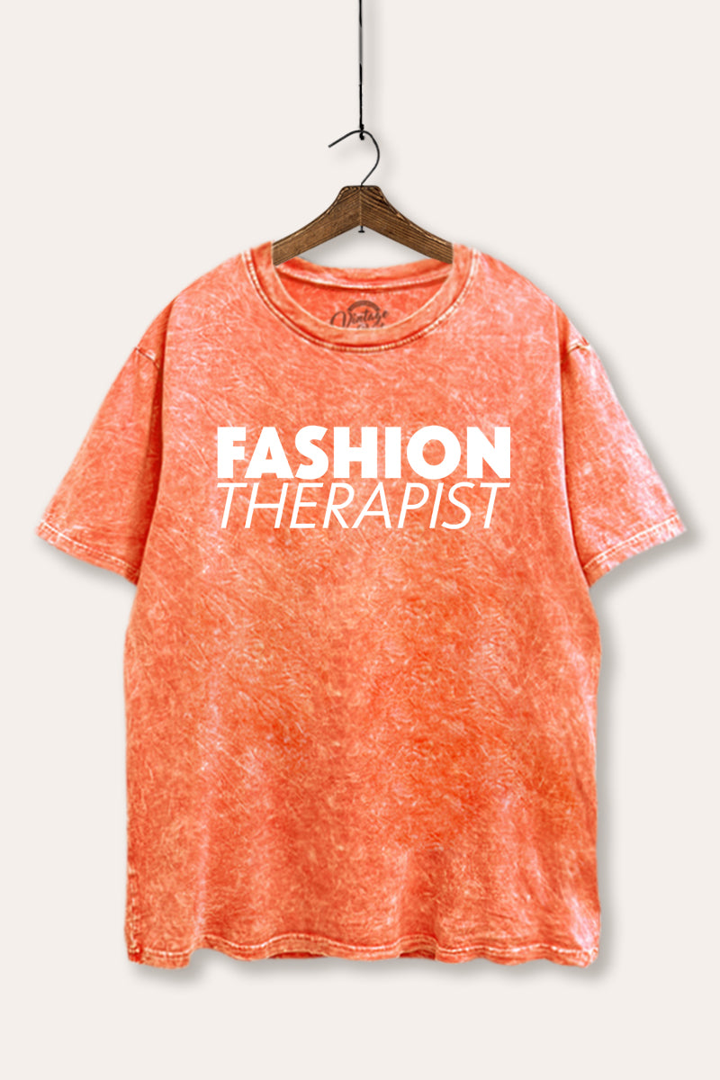 "fashion therapist" mineral wash boxy graphic tee
