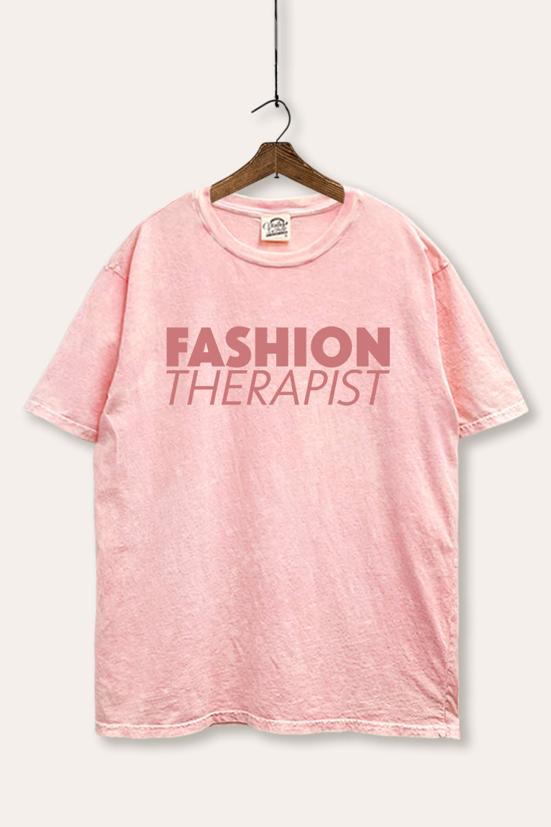 "fashion therapist" mineral wash boxy graphic tee
