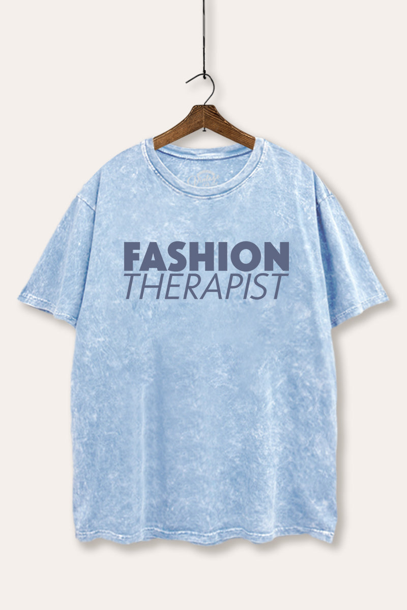 "fashion therapist" mineral wash boxy graphic tee
