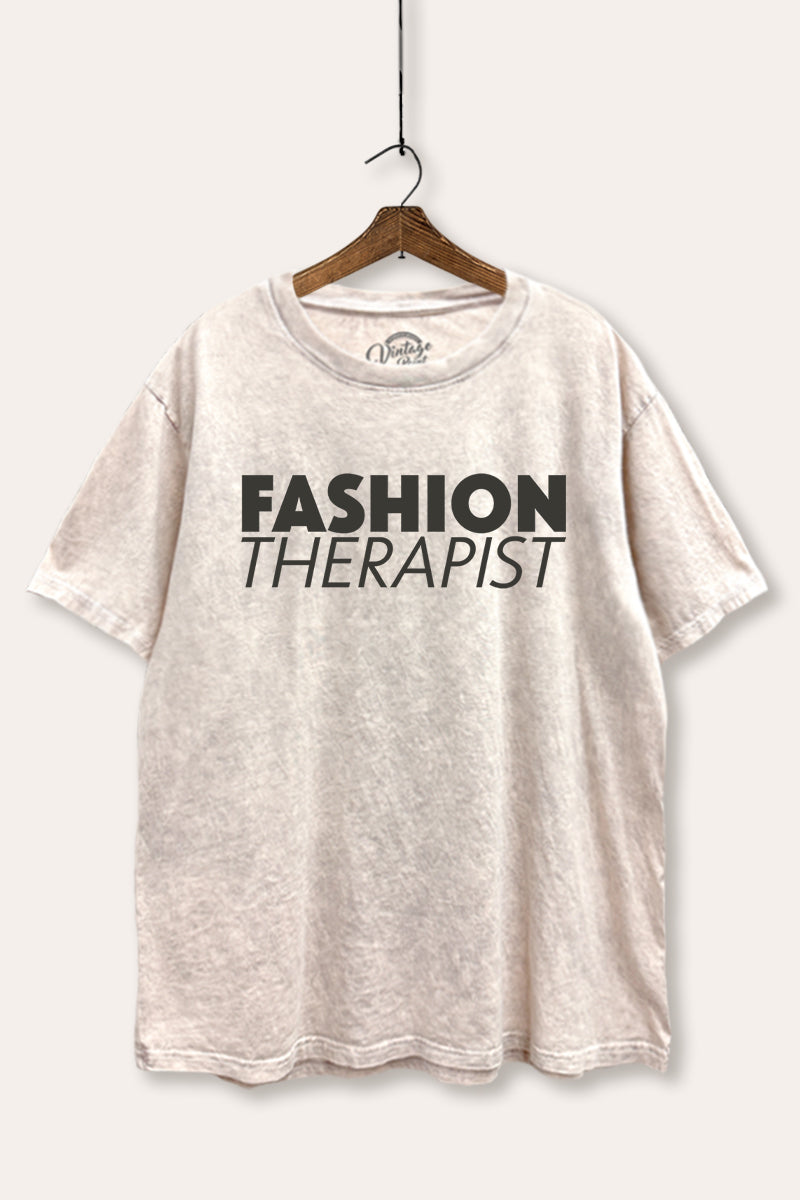 "fashion therapist" mineral wash boxy graphic tee