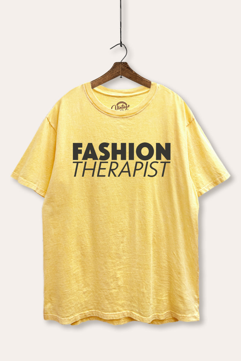 "fashion therapist" mineral wash boxy graphic tee