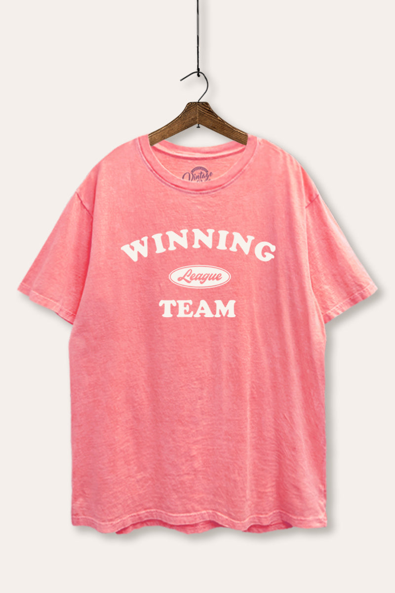 "winning team" graphic mineral wash boxy tee