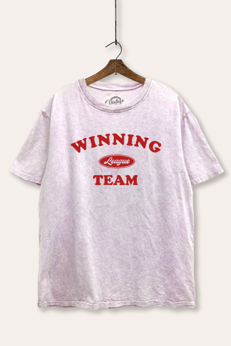 "winning team" graphic mineral wash boxy tee