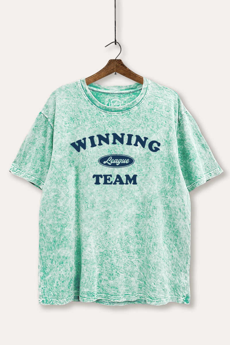 "winning team" graphic mineral wash boxy tee
