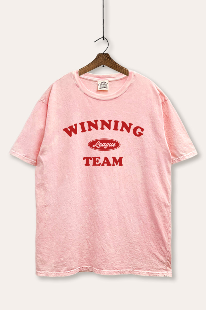 "winning team" graphic mineral wash boxy tee