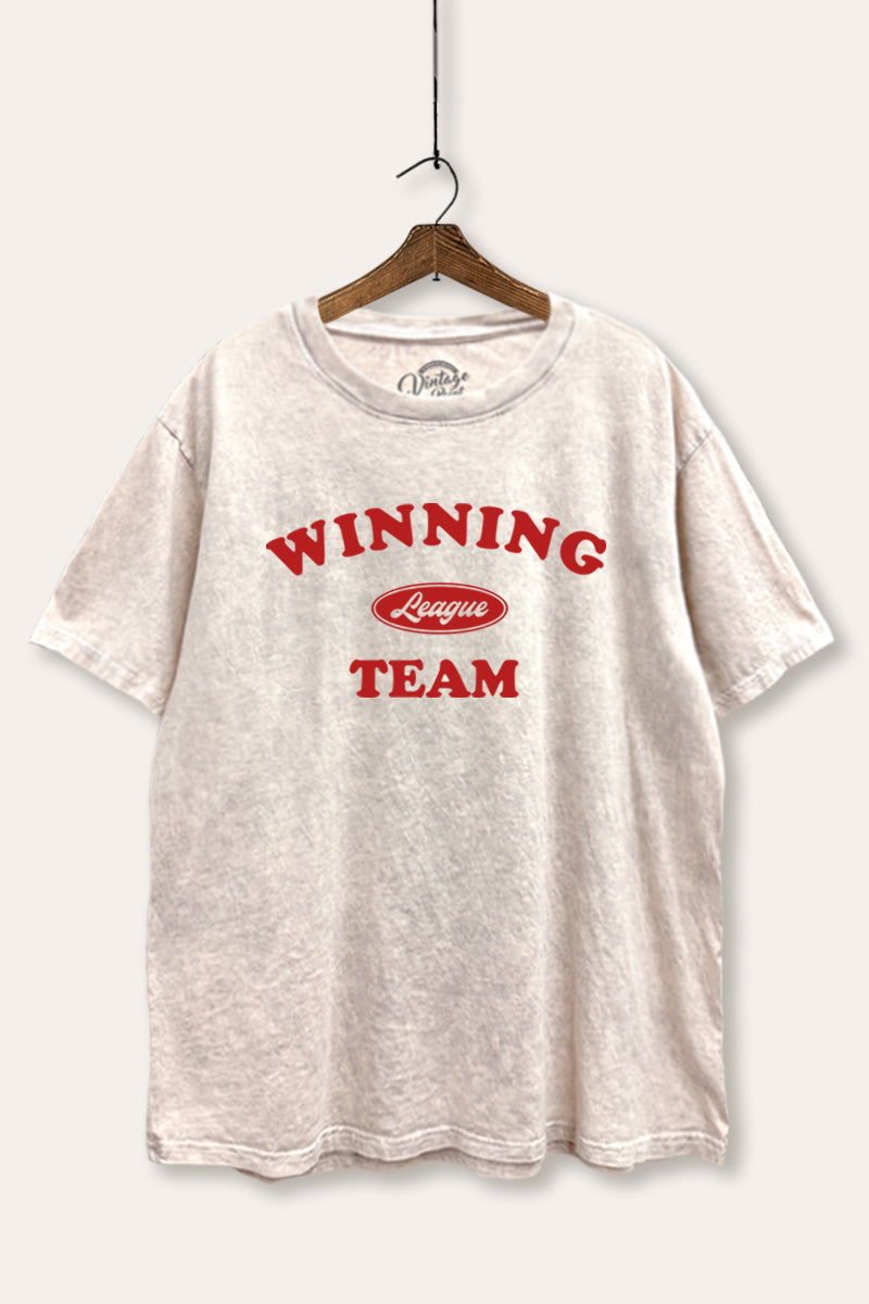 "winning team" graphic mineral wash boxy tee