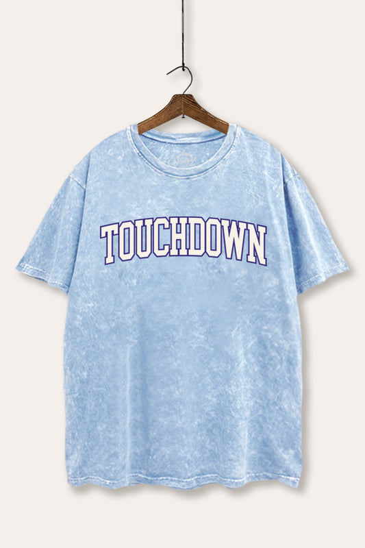 "touchdown" graphic mineral wash boxy tee