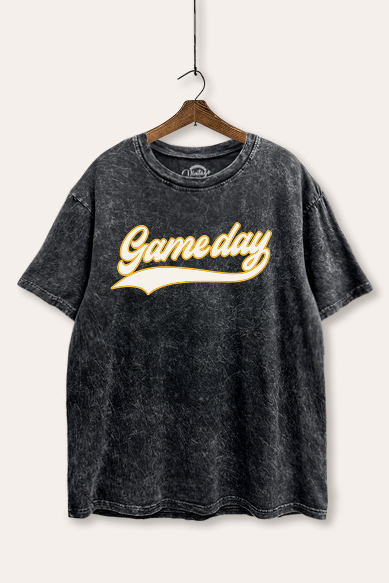 "game day" varsity graphic mineral wash boxy tee