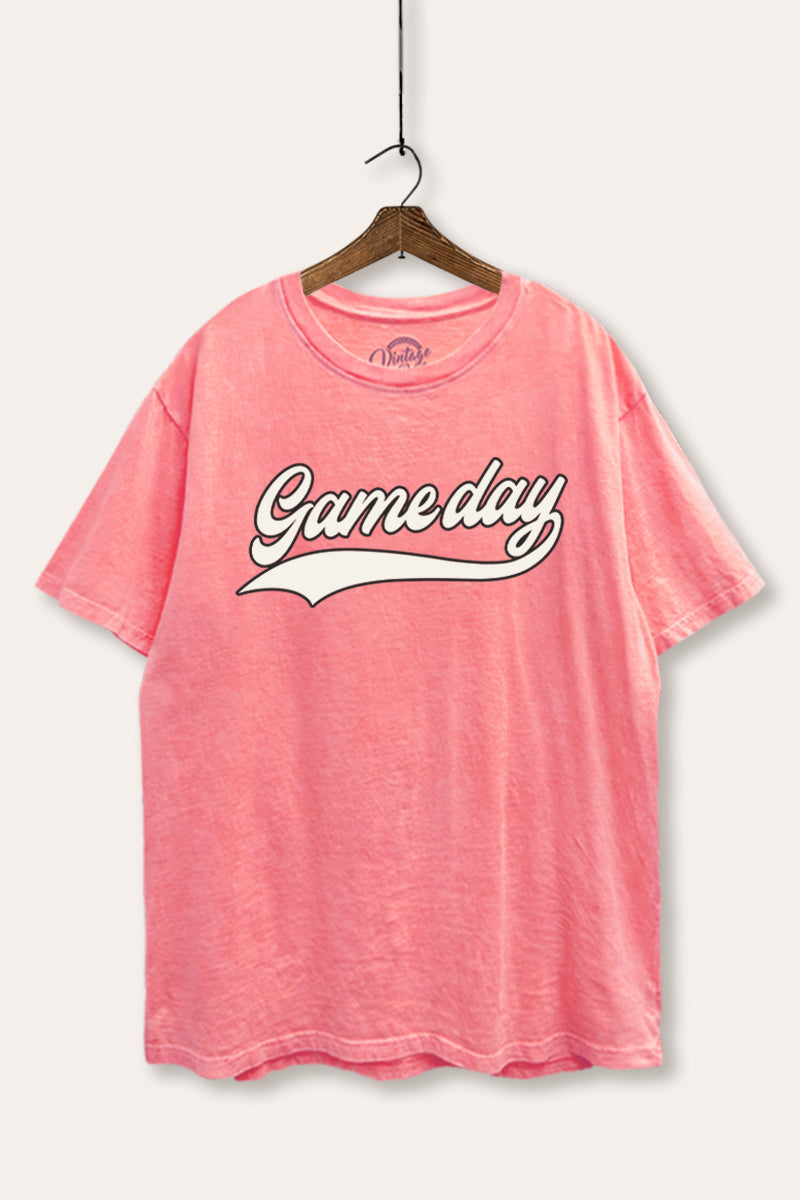 "game day" varsity graphic mineral wash boxy tee