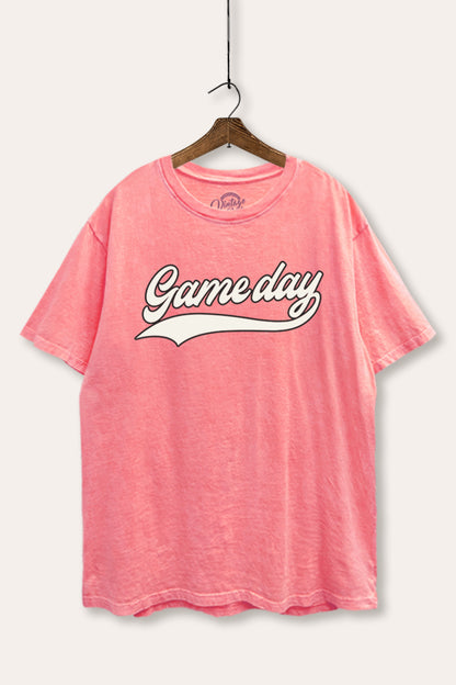 Game Day Varsity Sports Graphic Mineral Wash Boxy Tee