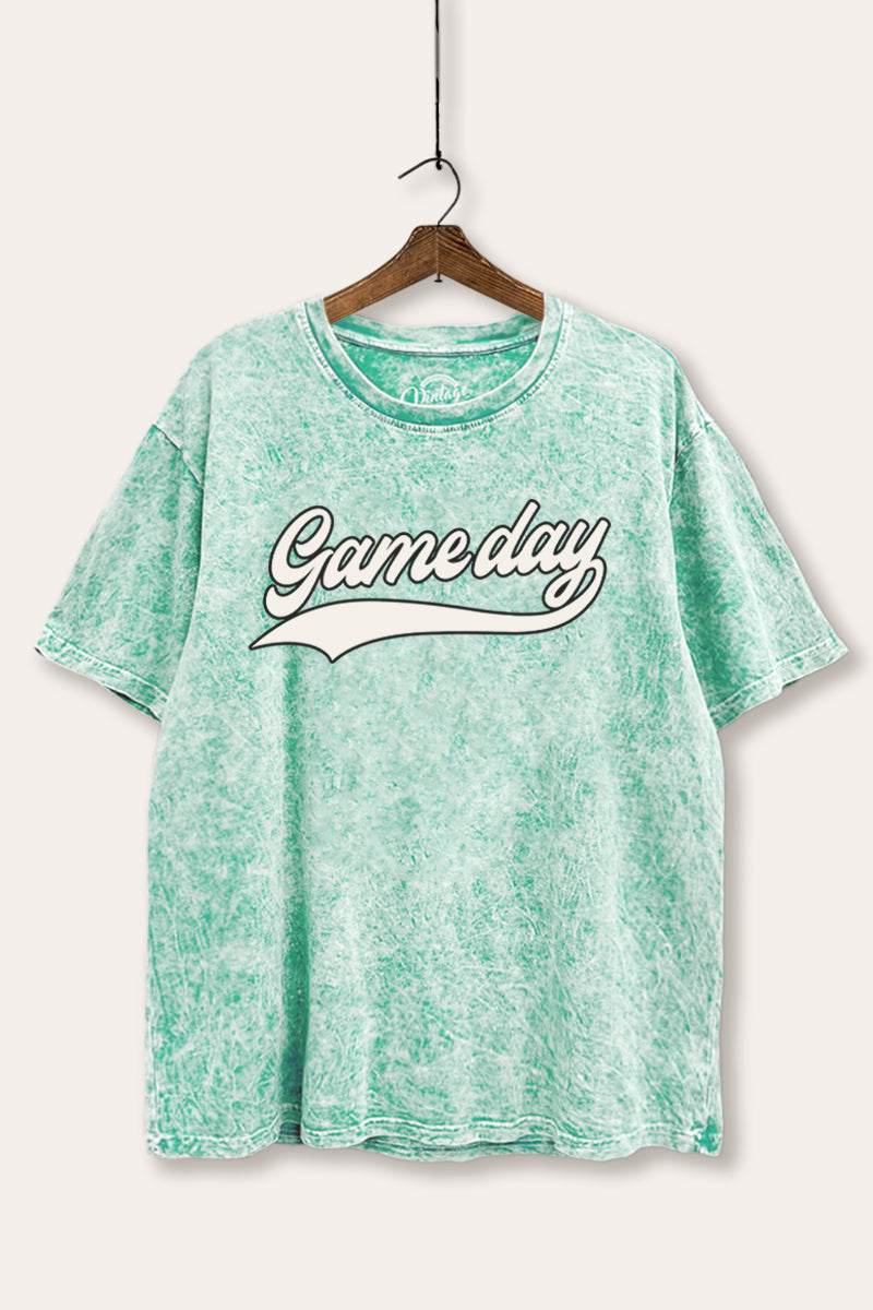 "game day" varsity graphic mineral wash boxy tee