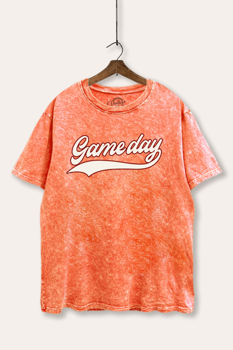 "game day" varsity graphic mineral wash boxy tee