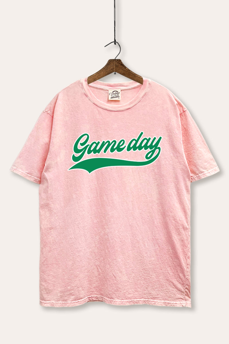 "game day" varsity graphic mineral wash boxy tee