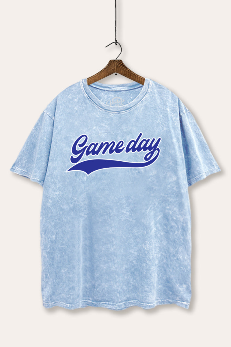 "game day" varsity graphic mineral wash boxy tee