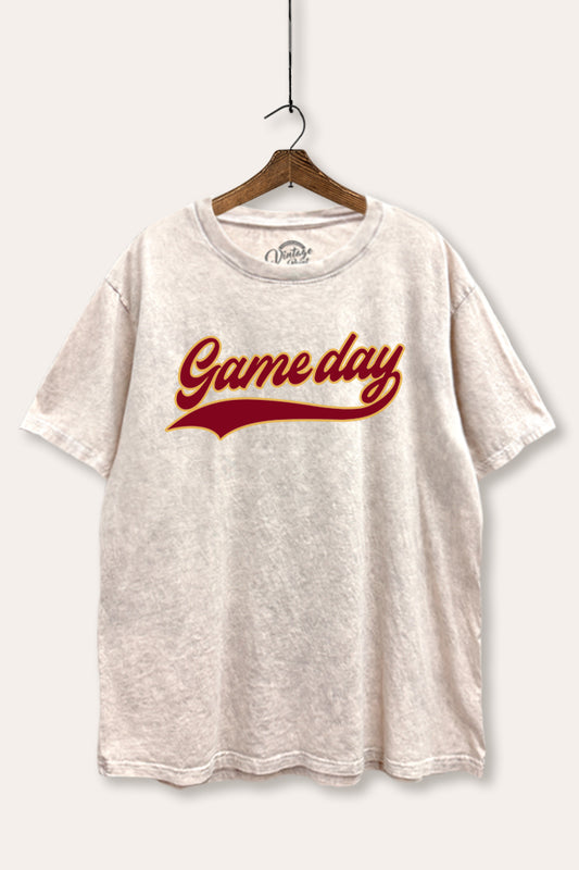 "game day" varsity graphic mineral wash boxy tee