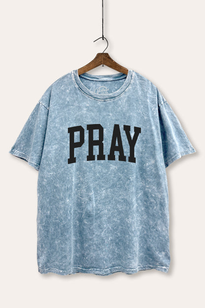 Pray Lettering Graphic Mineral Wash Boxy Tee