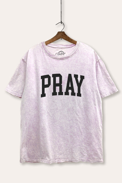 Pray Lettering Graphic Mineral Wash Boxy Tee