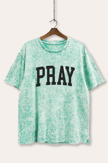 Pray Lettering Graphic Mineral Wash Boxy Tee