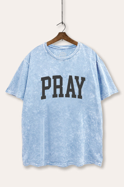 Pray Lettering Graphic Mineral Wash Boxy Tee
