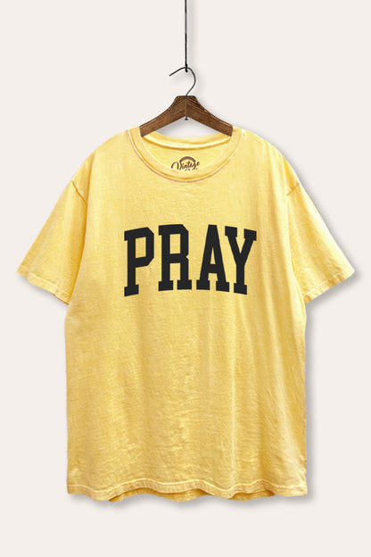 Pray Lettering Graphic Mineral Wash Boxy Tee