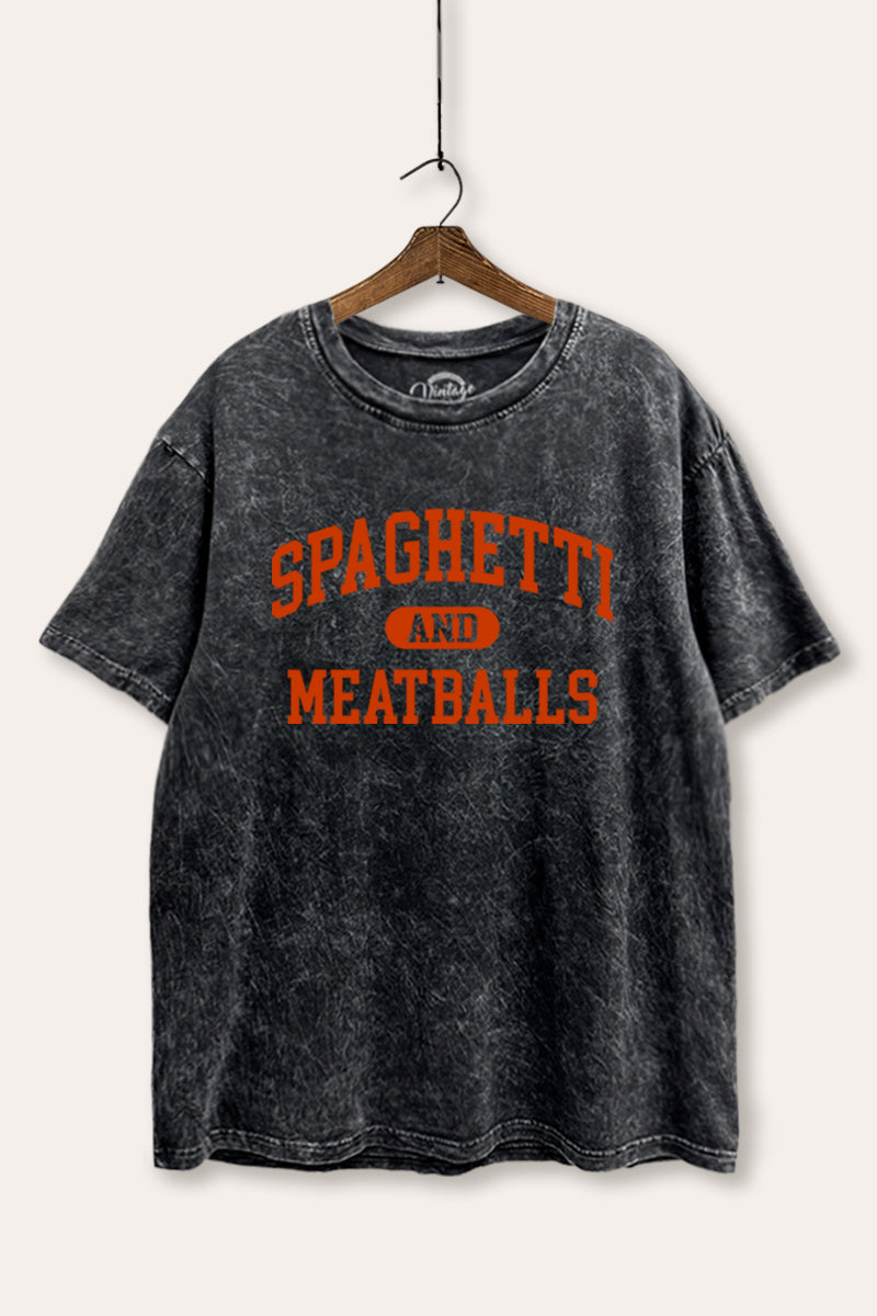 spaghetti & meatballs graphic mineral wash boxy tee