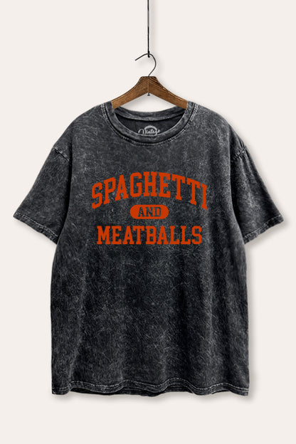 Spaghetti & Meatballs Graphic Mineral Wash Boxy Tee
