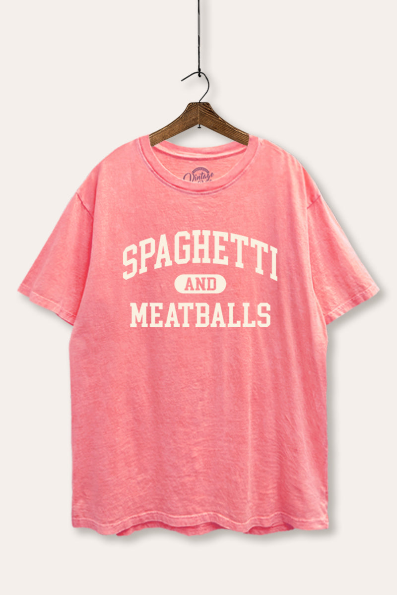 spaghetti & meatballs graphic mineral wash boxy tee