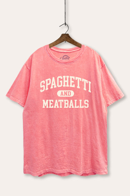 Spaghetti & Meatballs Graphic Mineral Wash Boxy Tee