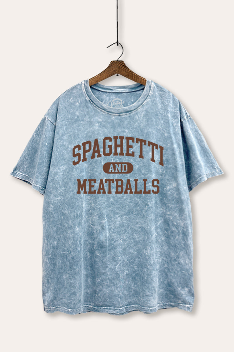 spaghetti & meatballs graphic mineral wash boxy tee