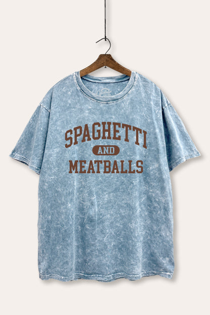 Spaghetti & Meatballs Graphic Mineral Wash Boxy Tee