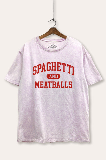 Spaghetti & Meatballs Graphic Mineral Wash Boxy Tee