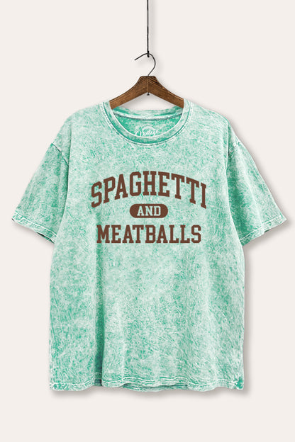 Spaghetti & Meatballs Graphic Mineral Wash Boxy Tee