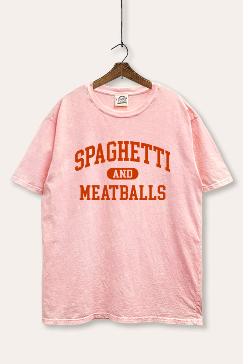 spaghetti & meatballs graphic mineral wash boxy tee