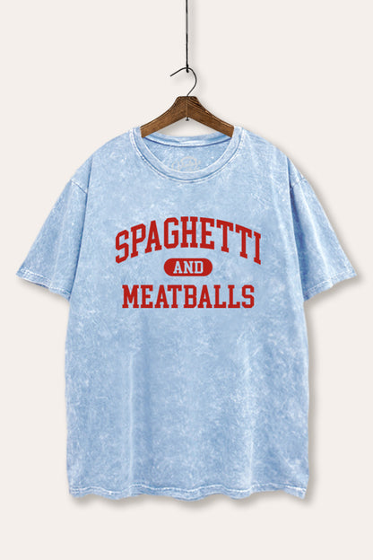 Spaghetti & Meatballs Graphic Mineral Wash Boxy Tee