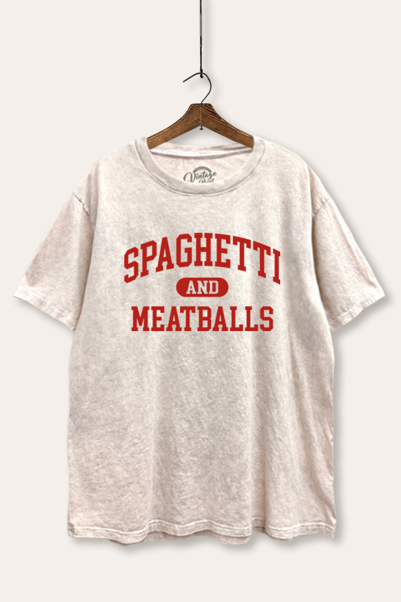 spaghetti & meatballs graphic mineral wash boxy tee
