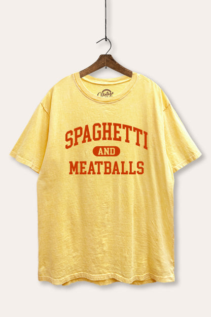 Spaghetti & Meatballs Graphic Mineral Wash Boxy Tee