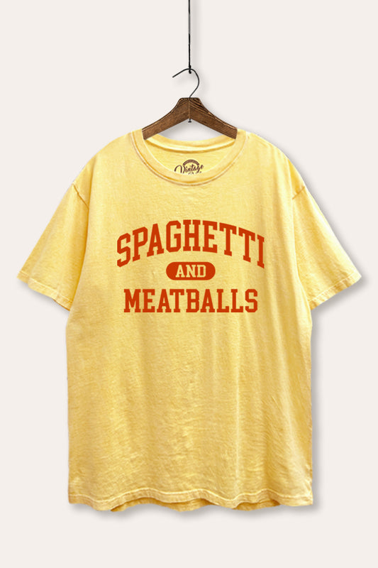 Spaghetti & Meatballs Graphic Mineral Wash Boxy Tee
