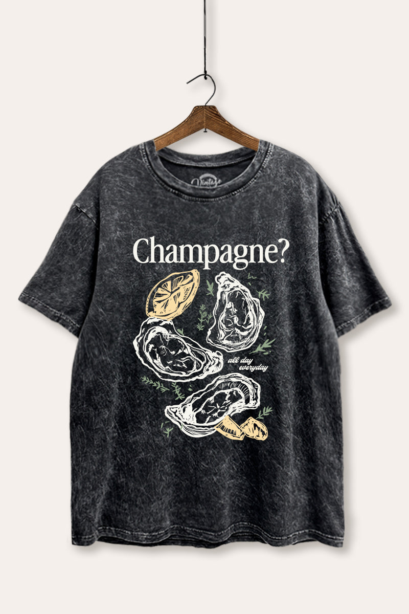 Champagne Oyster Coastal Graphic Mineral Wash Boxy Tee