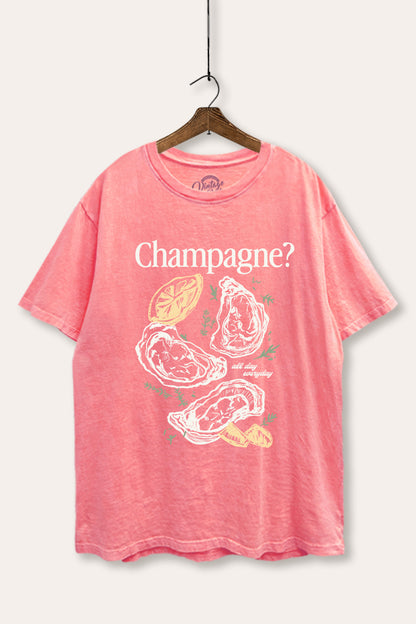 Champagne Oyster Coastal Graphic Mineral Wash Boxy Tee