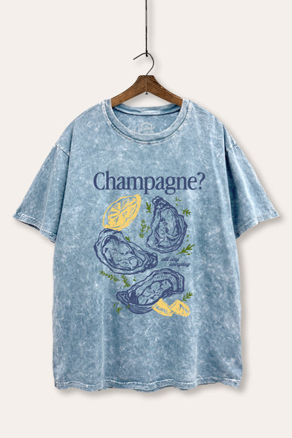 Champagne Oyster Coastal Graphic Mineral Wash Boxy Tee