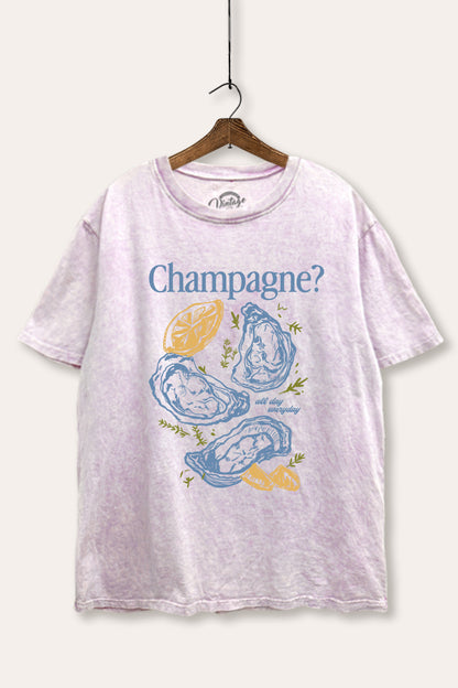 Champagne Oyster Coastal Graphic Mineral Wash Boxy Tee