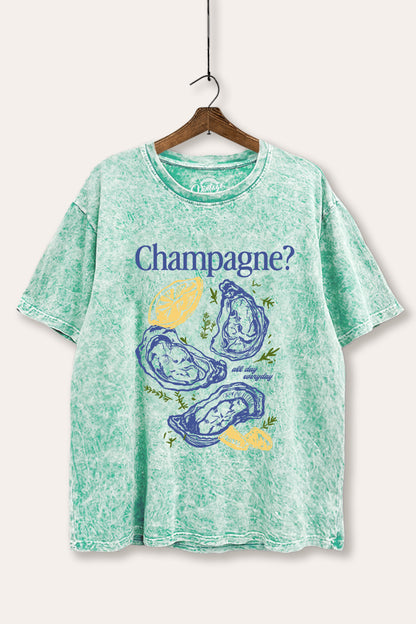 Champagne Oyster Coastal Graphic Mineral Wash Boxy Tee