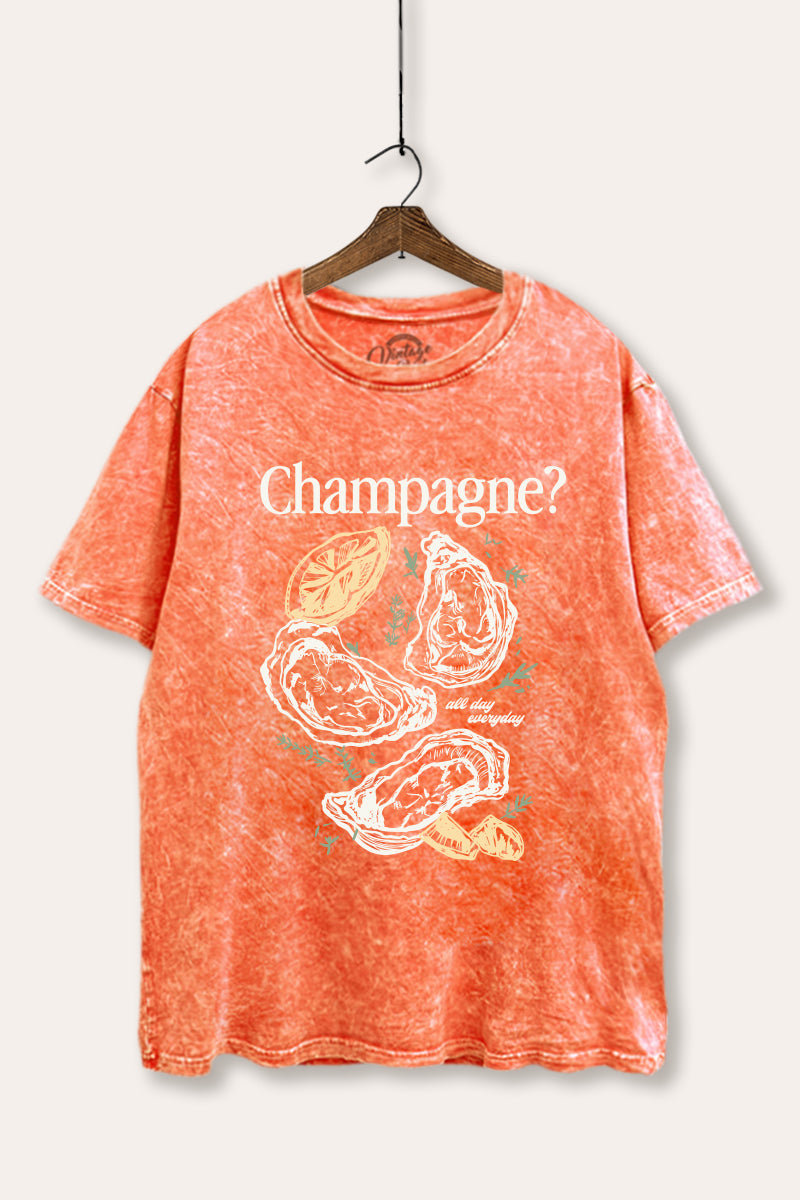 Champagne Oyster Coastal Graphic Mineral Wash Boxy Tee