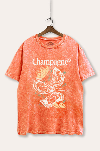 Champagne Oyster Coastal Graphic Mineral Wash Boxy Tee