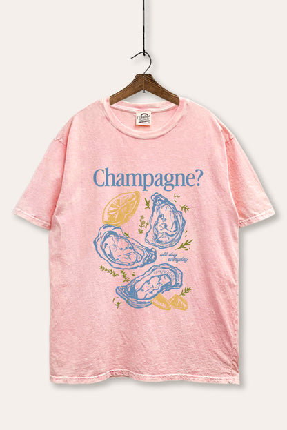 Champagne Oyster Coastal Graphic Mineral Wash Boxy Tee