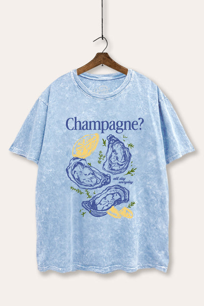 Champagne Oyster Coastal Graphic Mineral Wash Boxy Tee