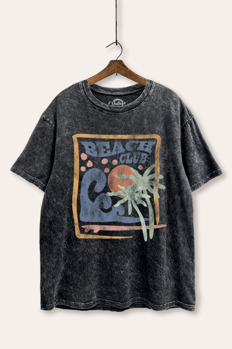 Beach Club Coastal Graphic Mineral Wash Boxy Tee