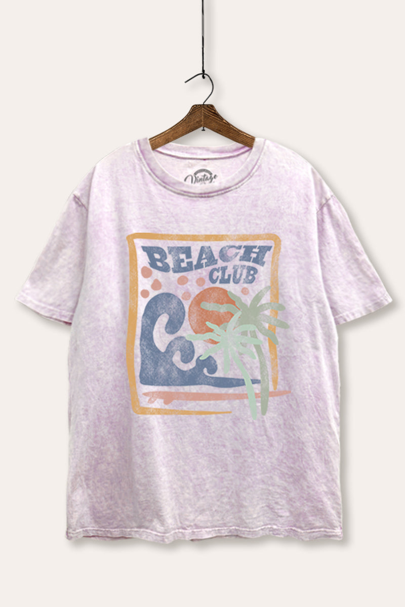Beach Club Coastal Graphic Mineral Wash Boxy Tee